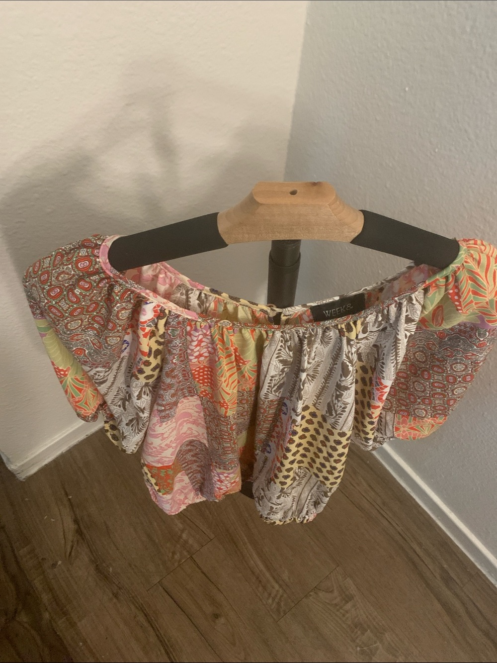 Multicolor Off-Shoulder Patchwork Blouse